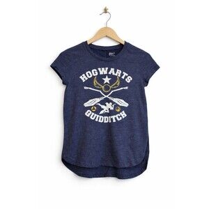 Harry Potter Hogwarts Quidditch Graphic Tee Shirt Navy Blue Size M
